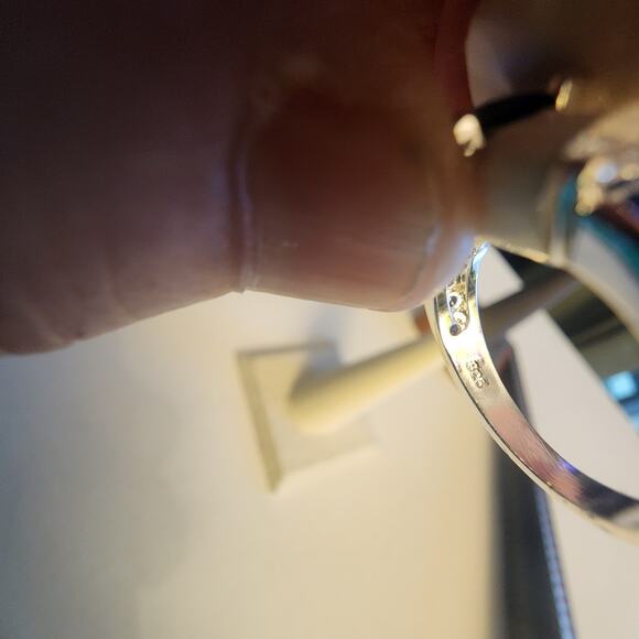 925 STERLING SILVER SZ 6 BLUE SAPPHIRE COLOR STONE WHITE STONES ORNATE RING - Picture 5 of 6